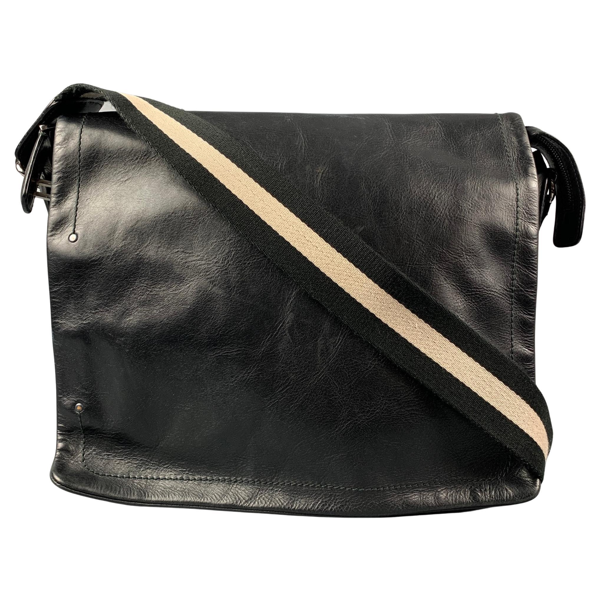 BALLY Black Leather Shoulder Strap Messenger Bag at 1stDibs