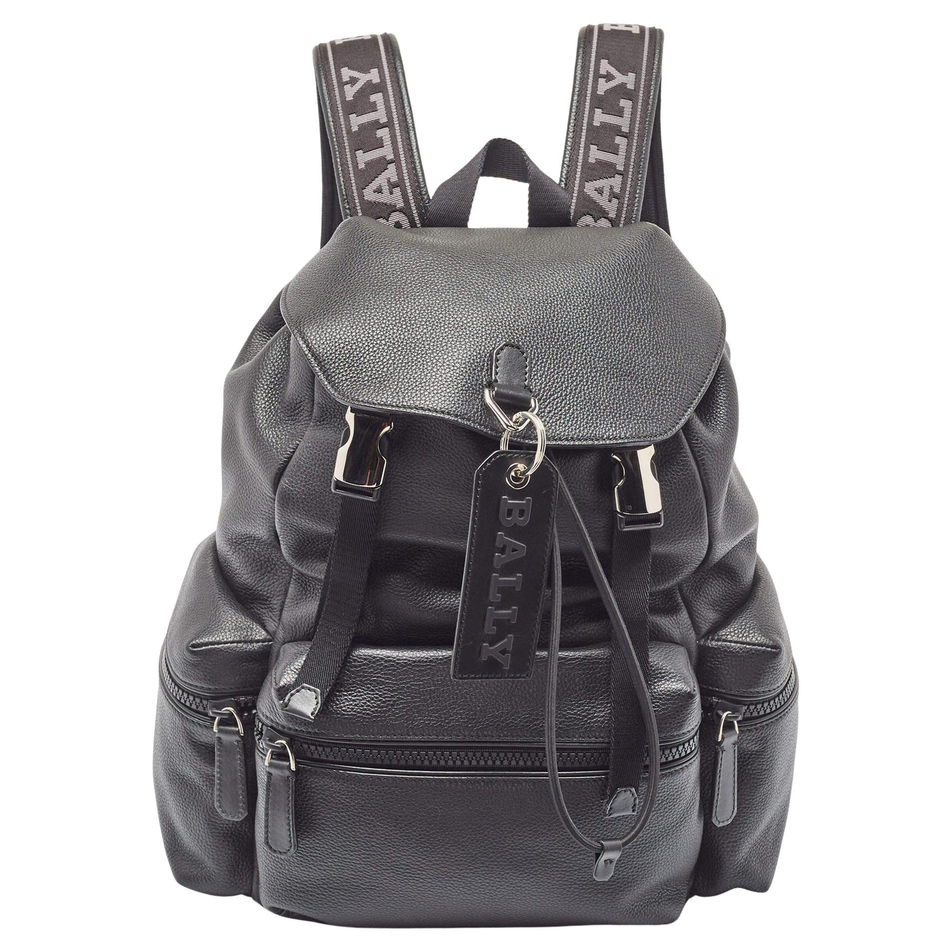 Bally Black Leather Small Crew Backpack