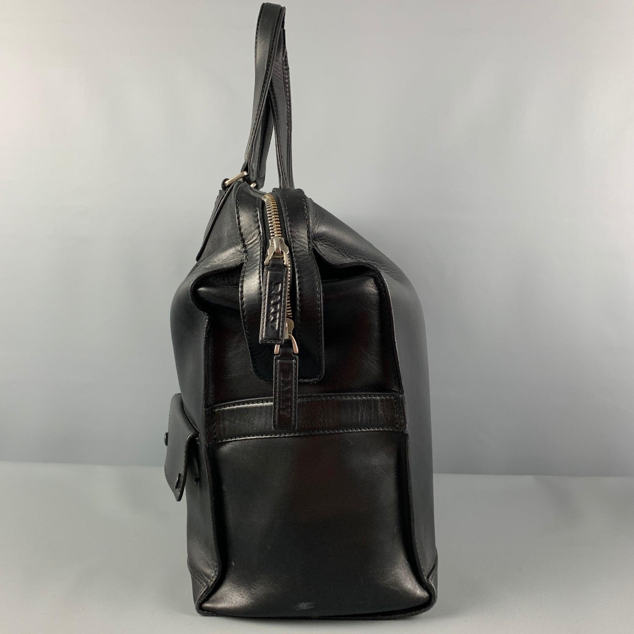 BALLY Black Leather Top Handles Tote Bag 2