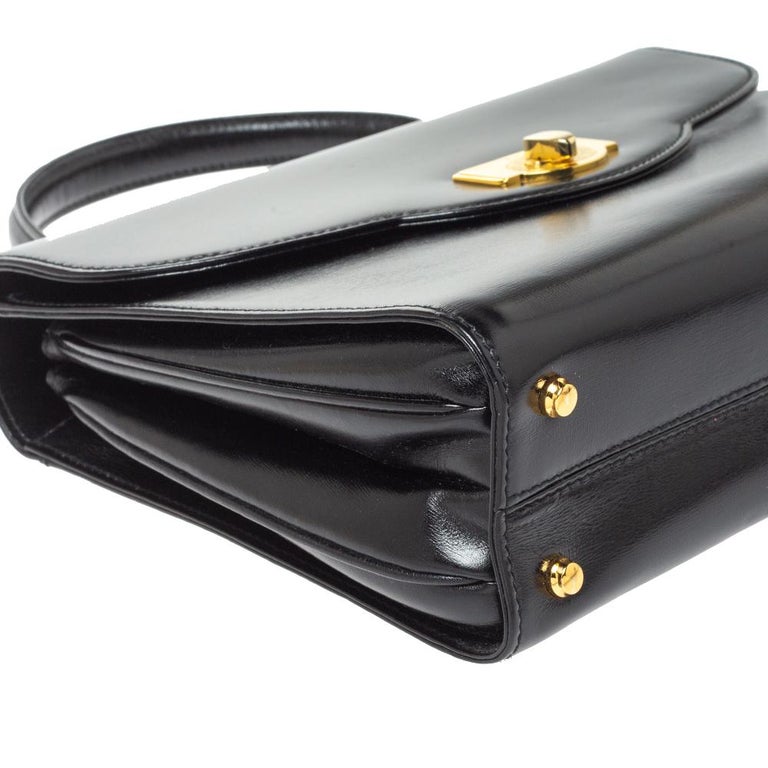 Bally Vintage Black Quilted Top Handle Bag at 1stDibs