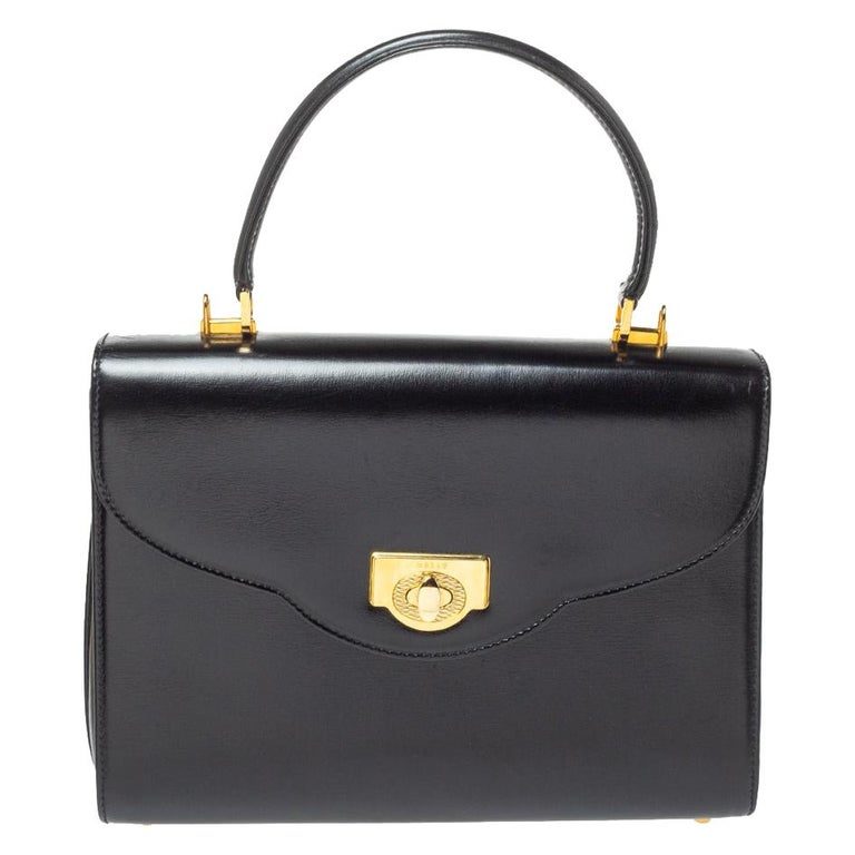 Bally Black Leather Vintage Top Handle Bag at 1stDibs