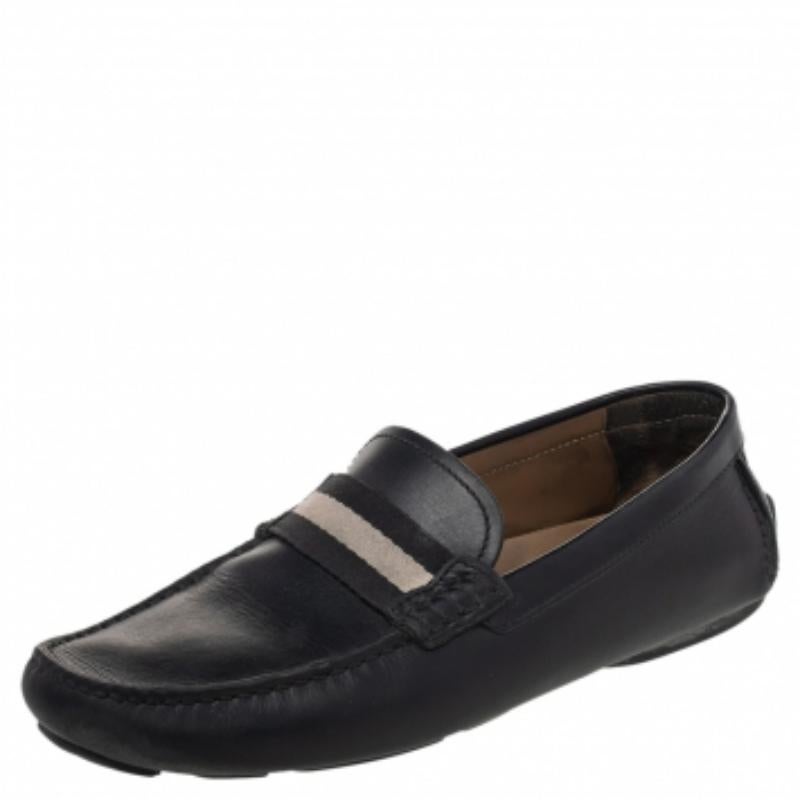 Bally - Mocassins à enfiler en cuir noir Wabler - Taille 39 Bon état à Dubai, Al Qouz 2