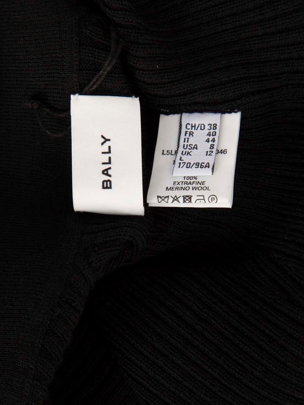 Bally Black Logo Embroidered Ribbed Knit Jumper Size L 1