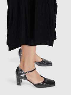 Bally Black Patent Ankle Strap Heels Size IT 39.5