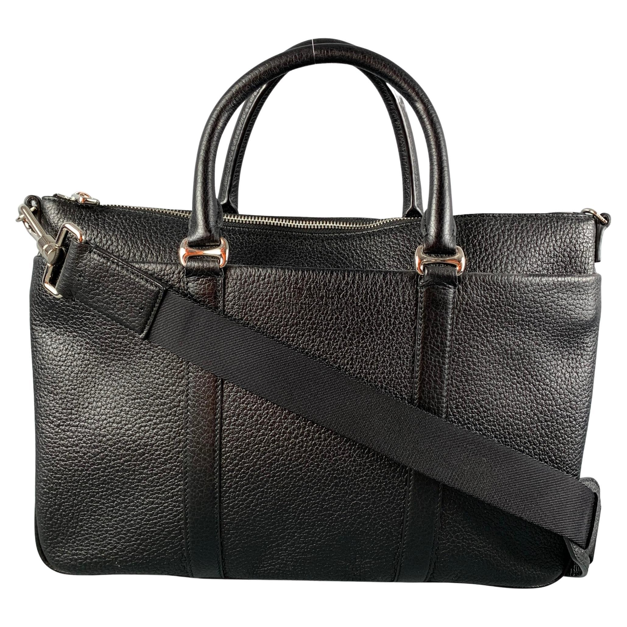 BALLY Black Pebble Grain Leather Shoulder Bag