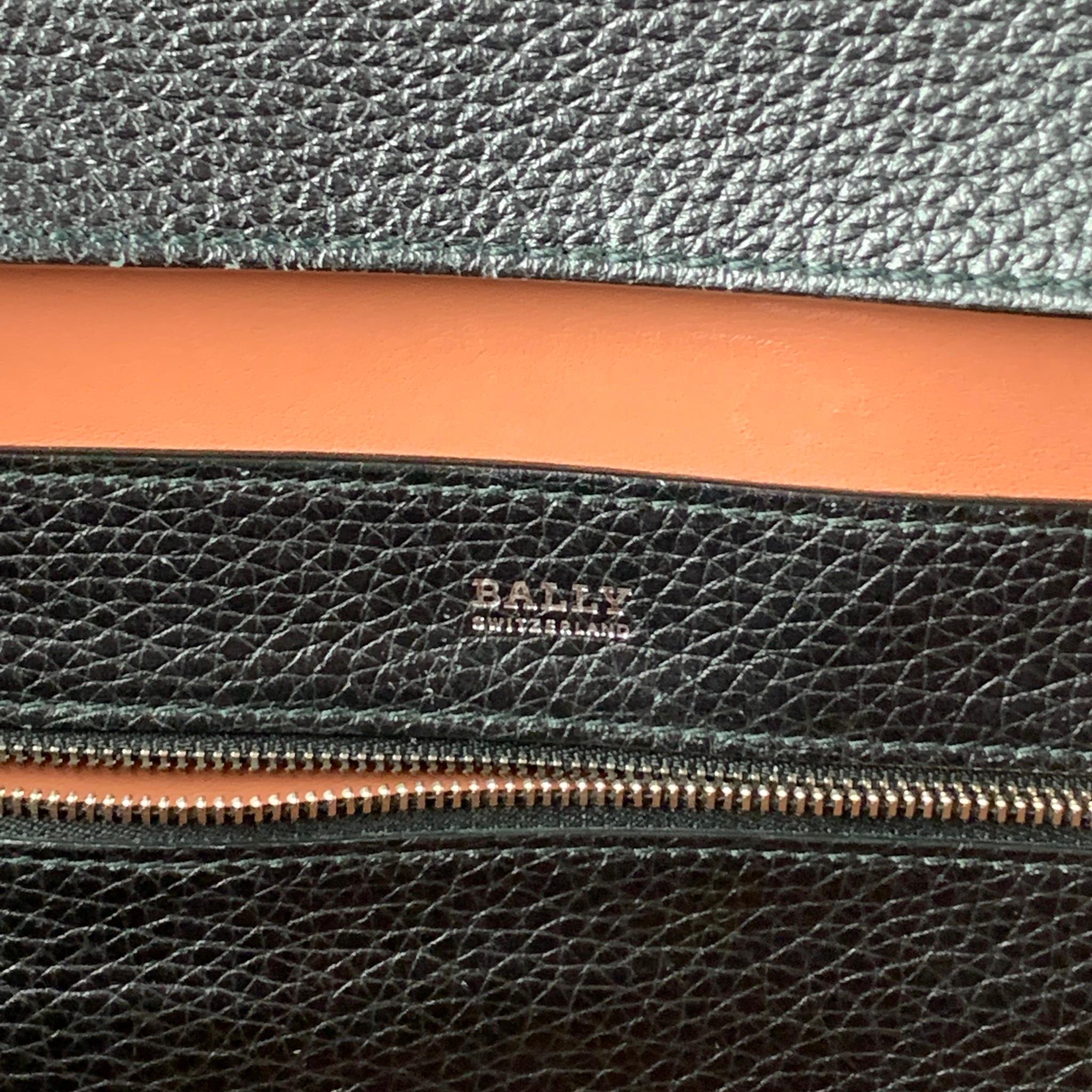 BALLY Black Pebble Grain Leather Top Handles Handbag 6