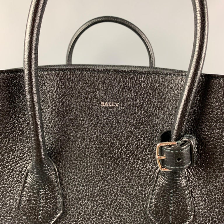 BALLY Black Pebble Grain Leather Top Handles Handbag For Sale at 1stDibs