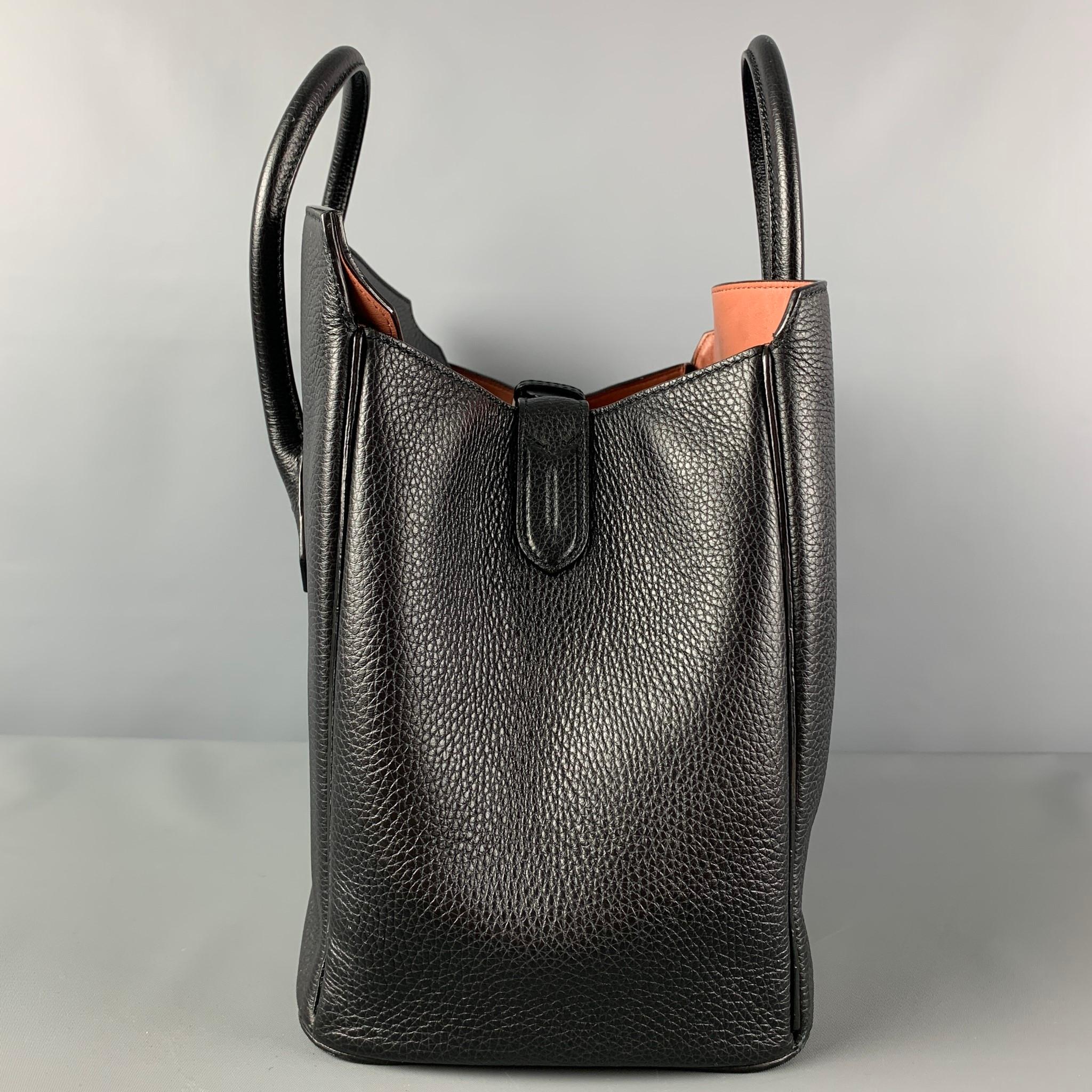 BALLY Black Pebble Grain Leather Top Handles Handbag In Good Condition In San Francisco, CA