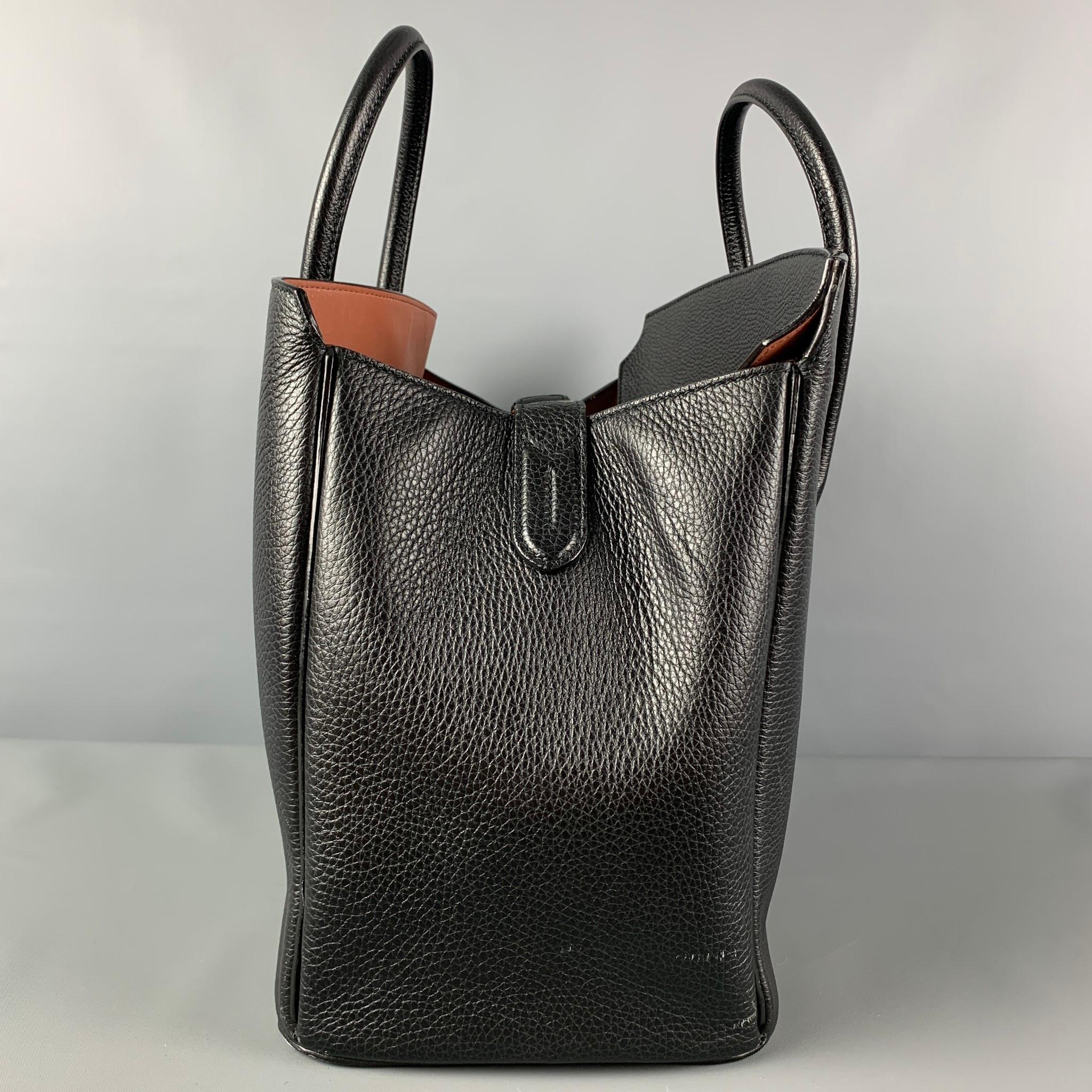 BALLY Black Pebble Grain Leather Top Handles Handbag 1