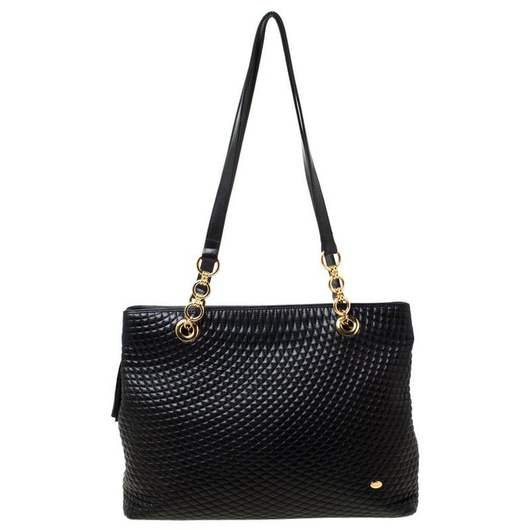 Bally Black Quilted Leather Tassel Tote For Sale at 1stdibs