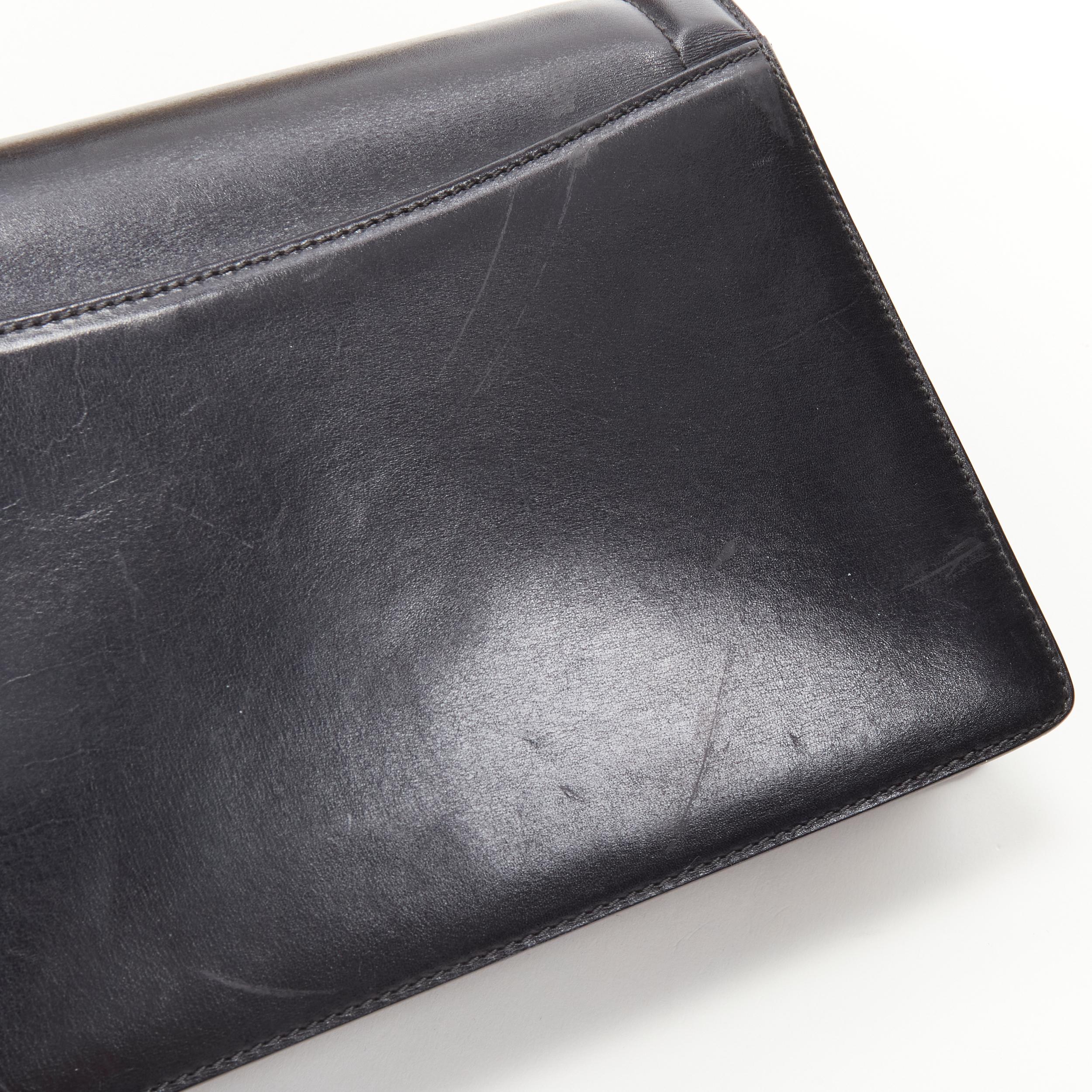 BALLY black smooth leather gold ring lock magnetic flap shoulder bag For Sale 2