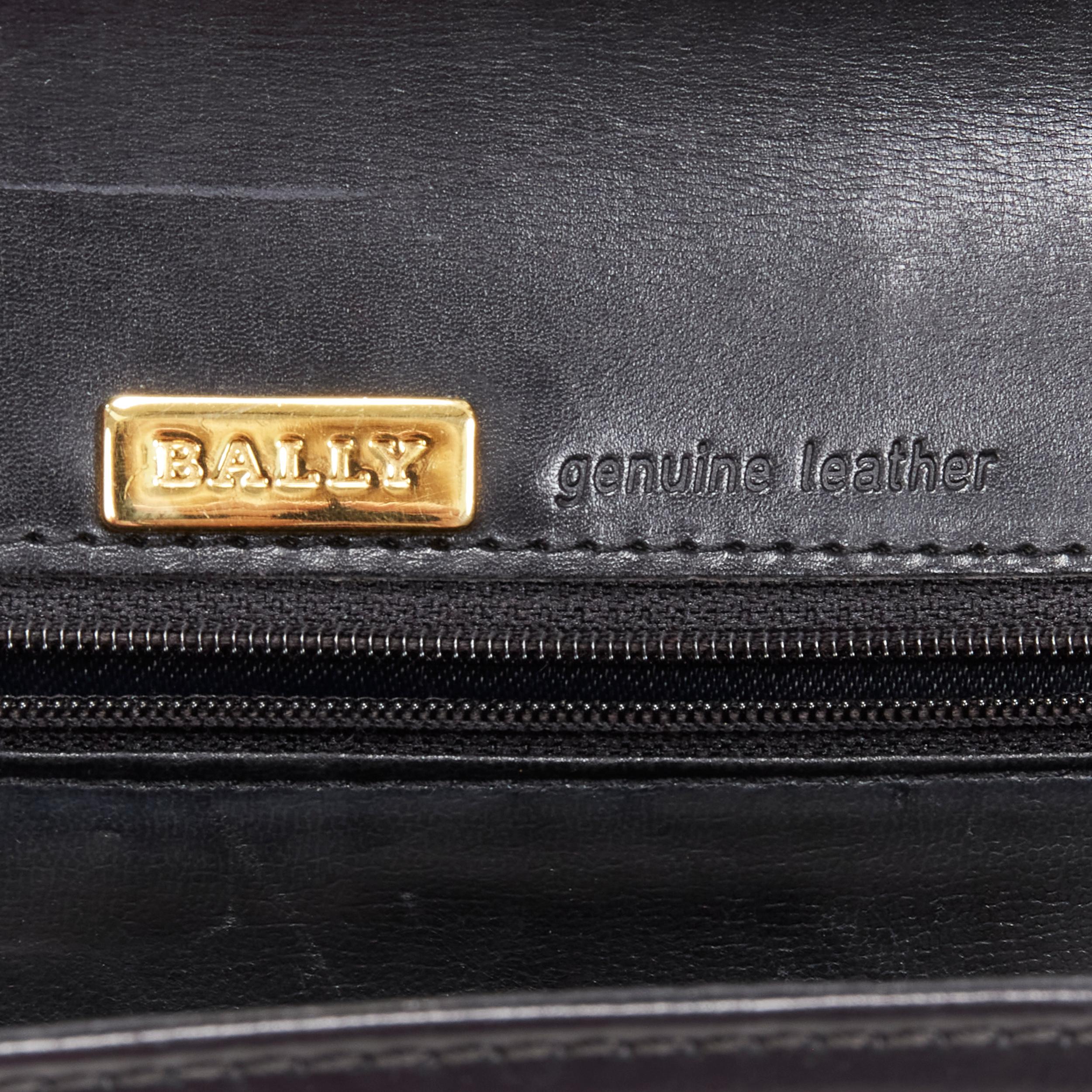 BALLY black smooth leather gold ring lock magnetic flap shoulder bag For Sale 3