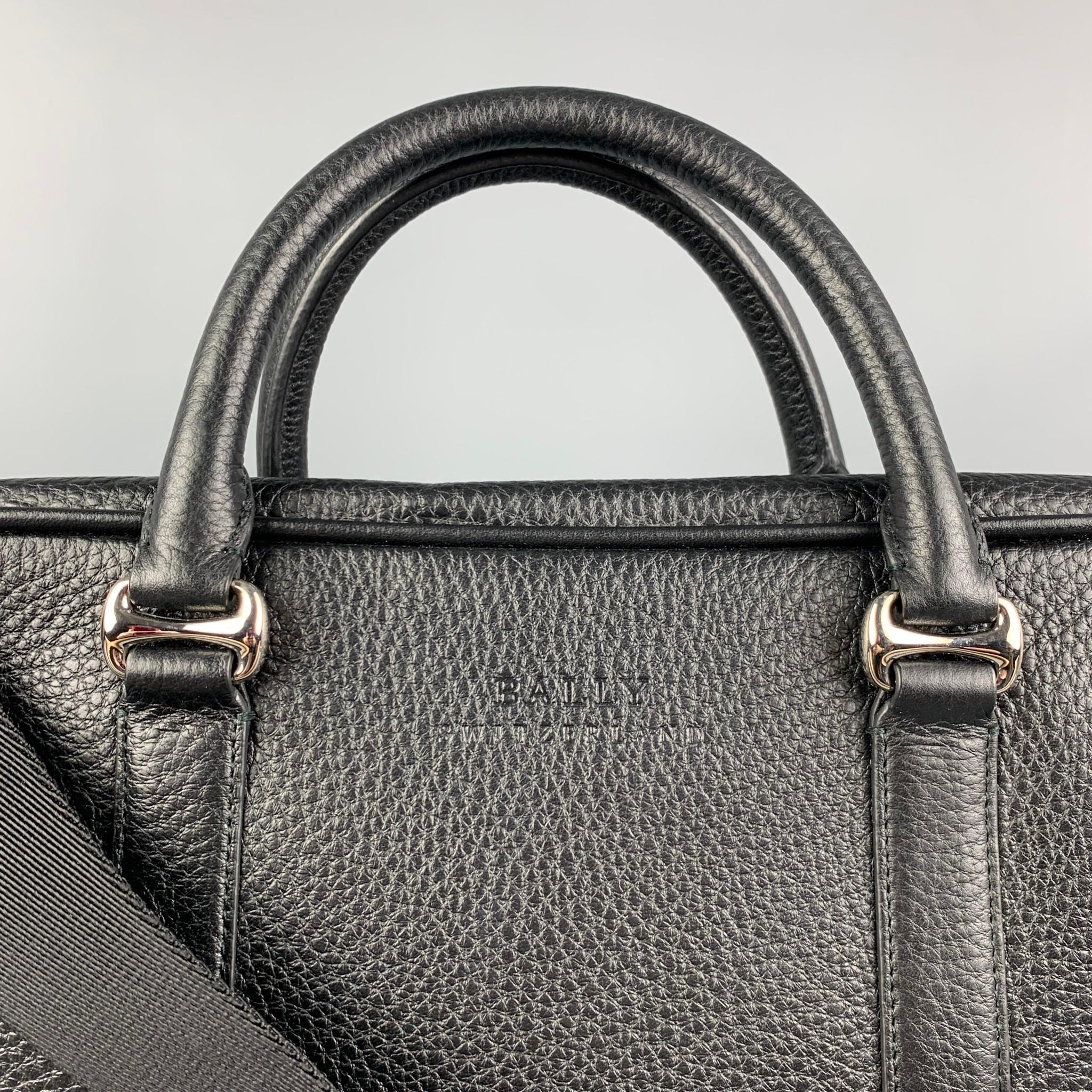 Men's BALLY Black Textured Leather Briefcase Bag