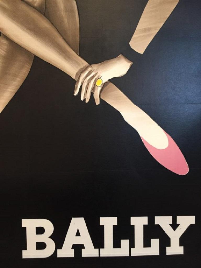 Fin du 20e siècle Vintage Poster Original Bally Blonde Large Poster Fashion French Art Shoes  en vente