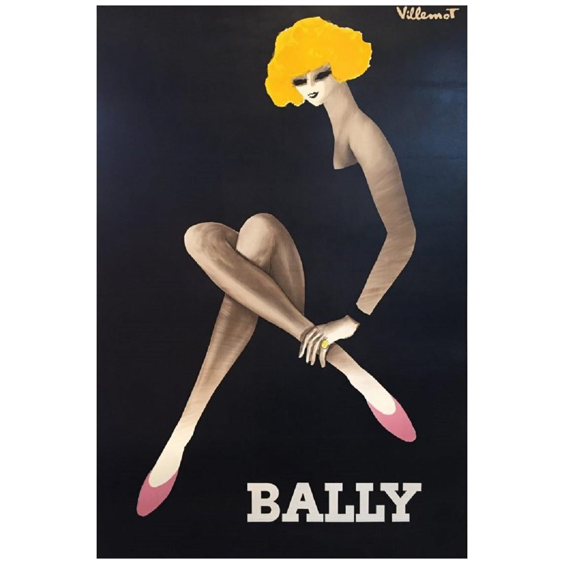 Vintage Poster Original Bally Blonde Large Poster Fashion French Art Shoes 