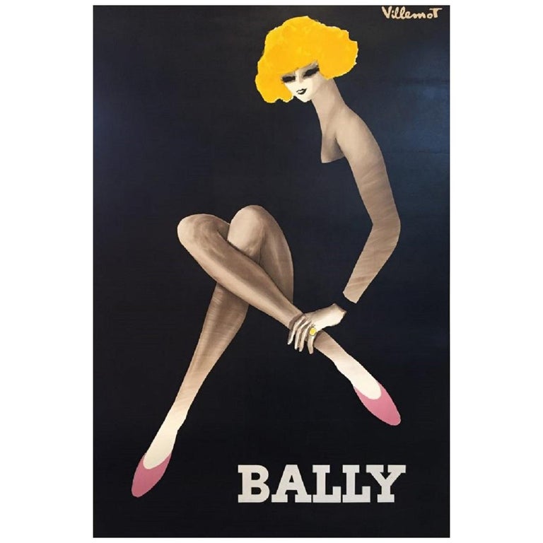 Vintage Poster Original Bally Blonde Large Poster Fashion French Art Shoes  For Sale