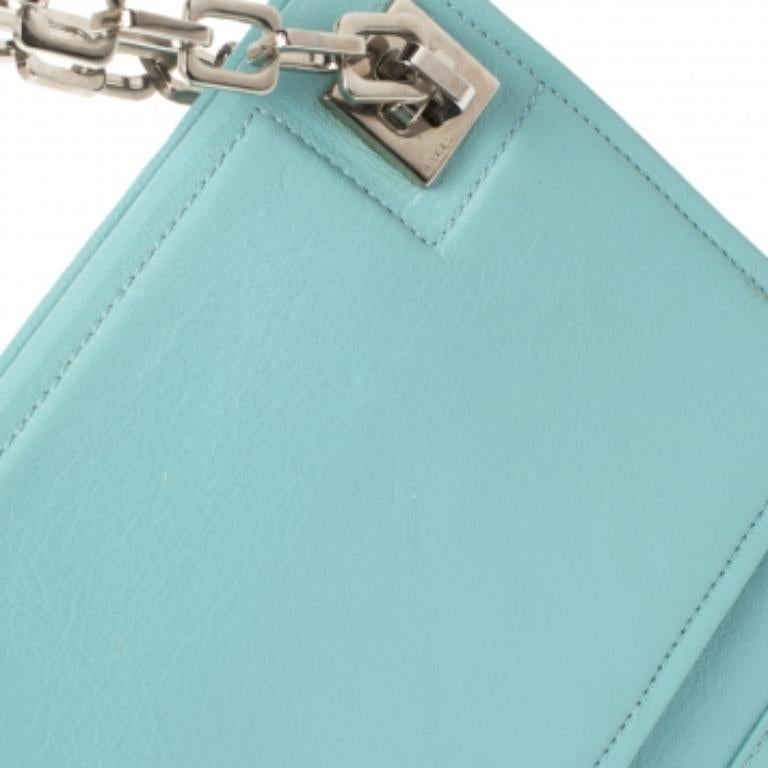 Women's Bally Blue Leather Chain Shoulder Bag For Sale