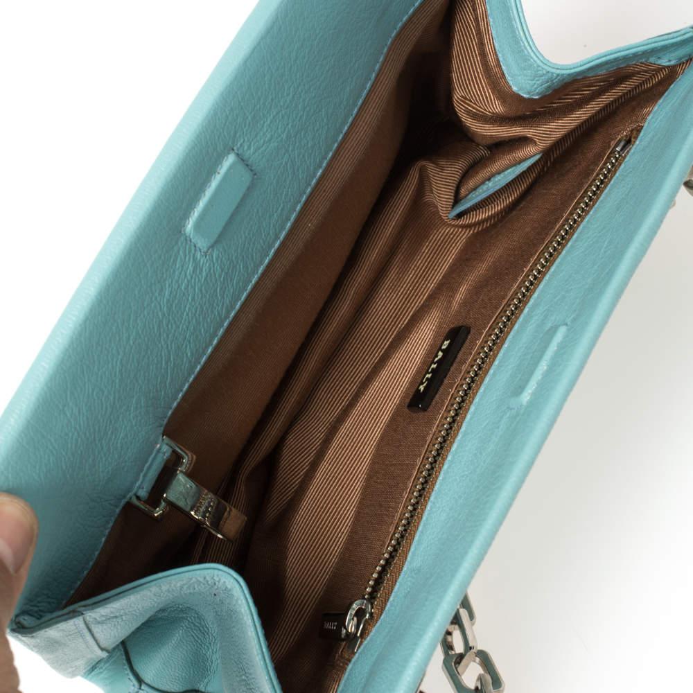 Bally Blue Leather Chain Shoulder Bag 5