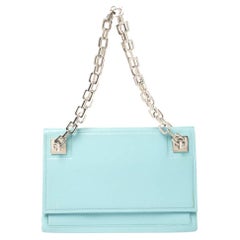 Bally Blue Leather Chain Shoulder Bag