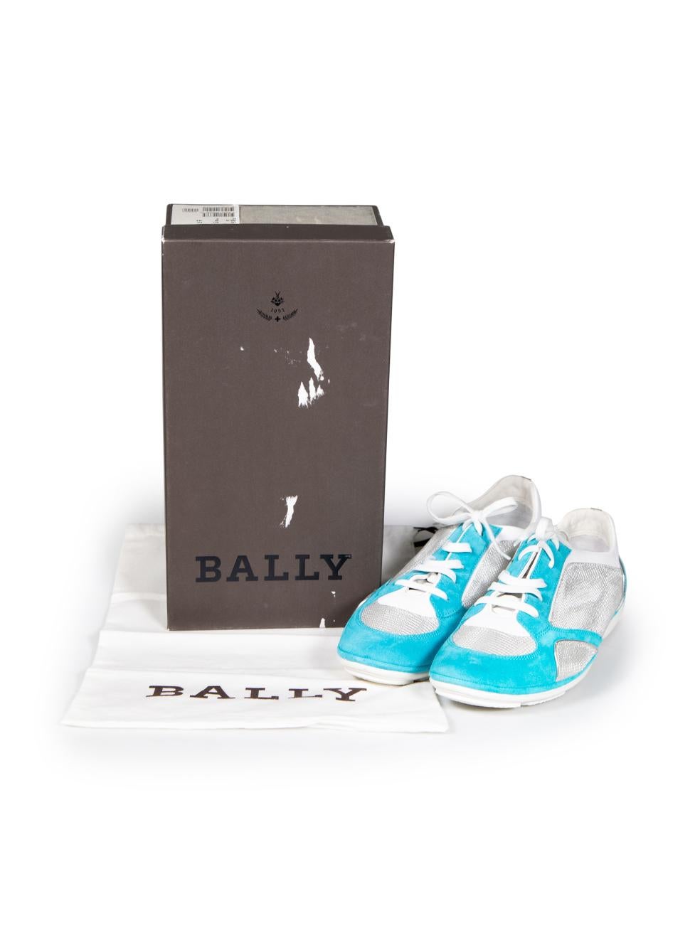 Bally Blue Suede Panel Mesh Lace Up Trainers Size EU 41 For Sale 2