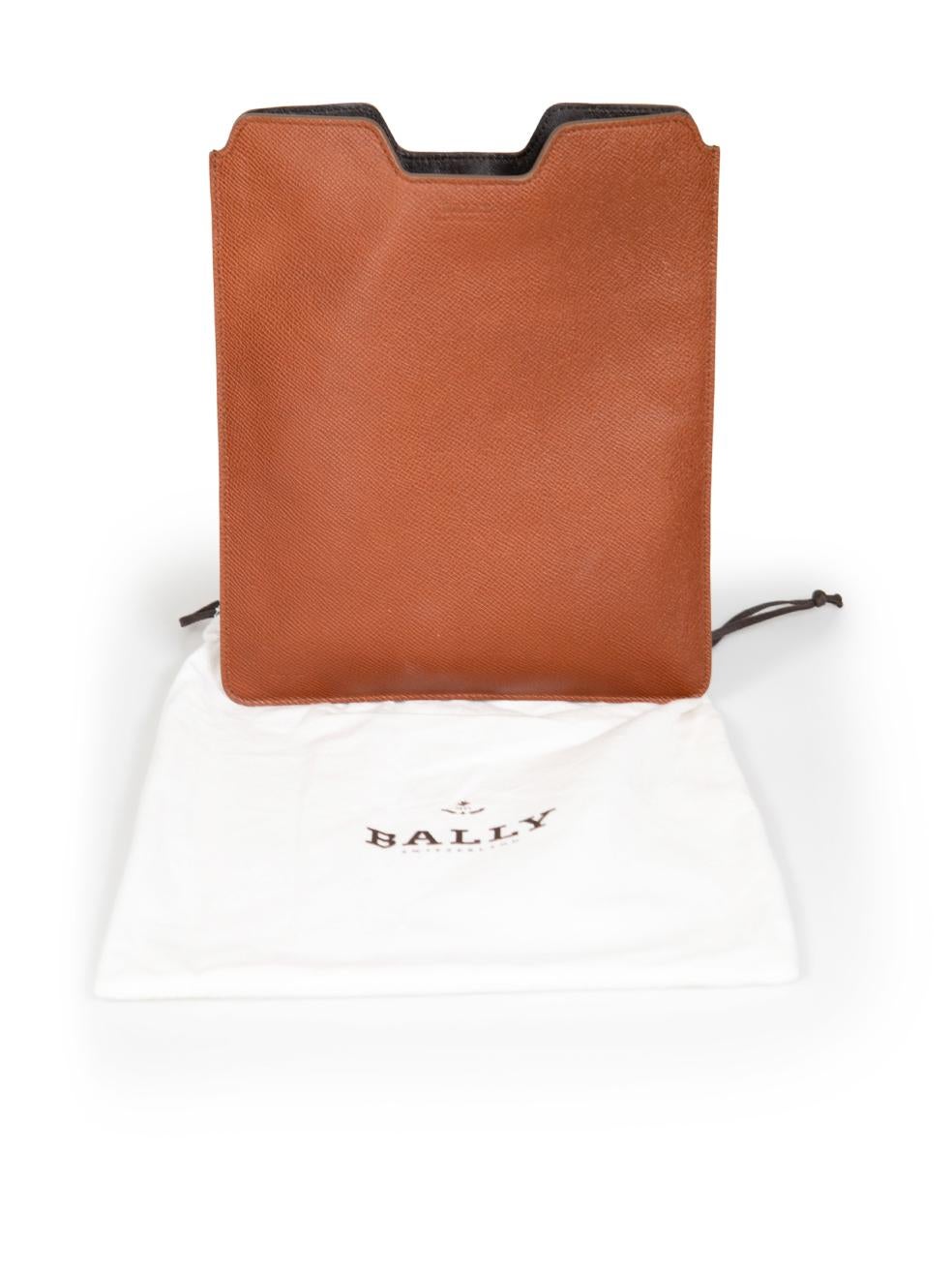 Bally Brown Grained Leather iPad Cover For Sale 3