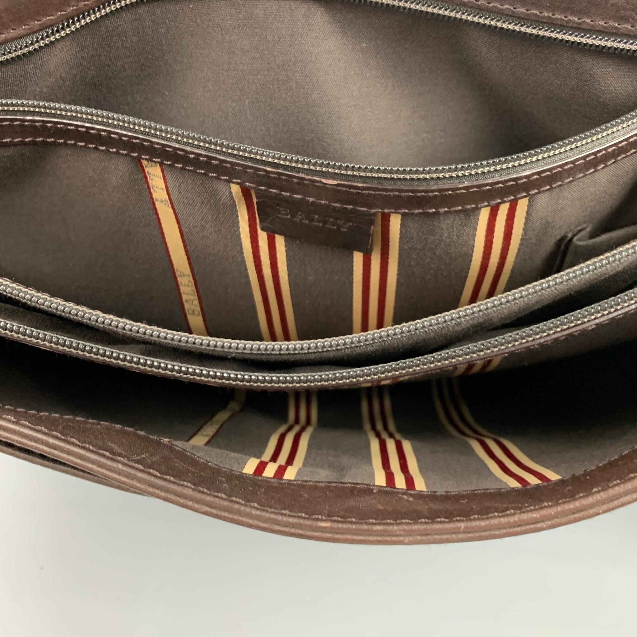 BALLY Brown Leather Crossbody Briefcase Bag 1