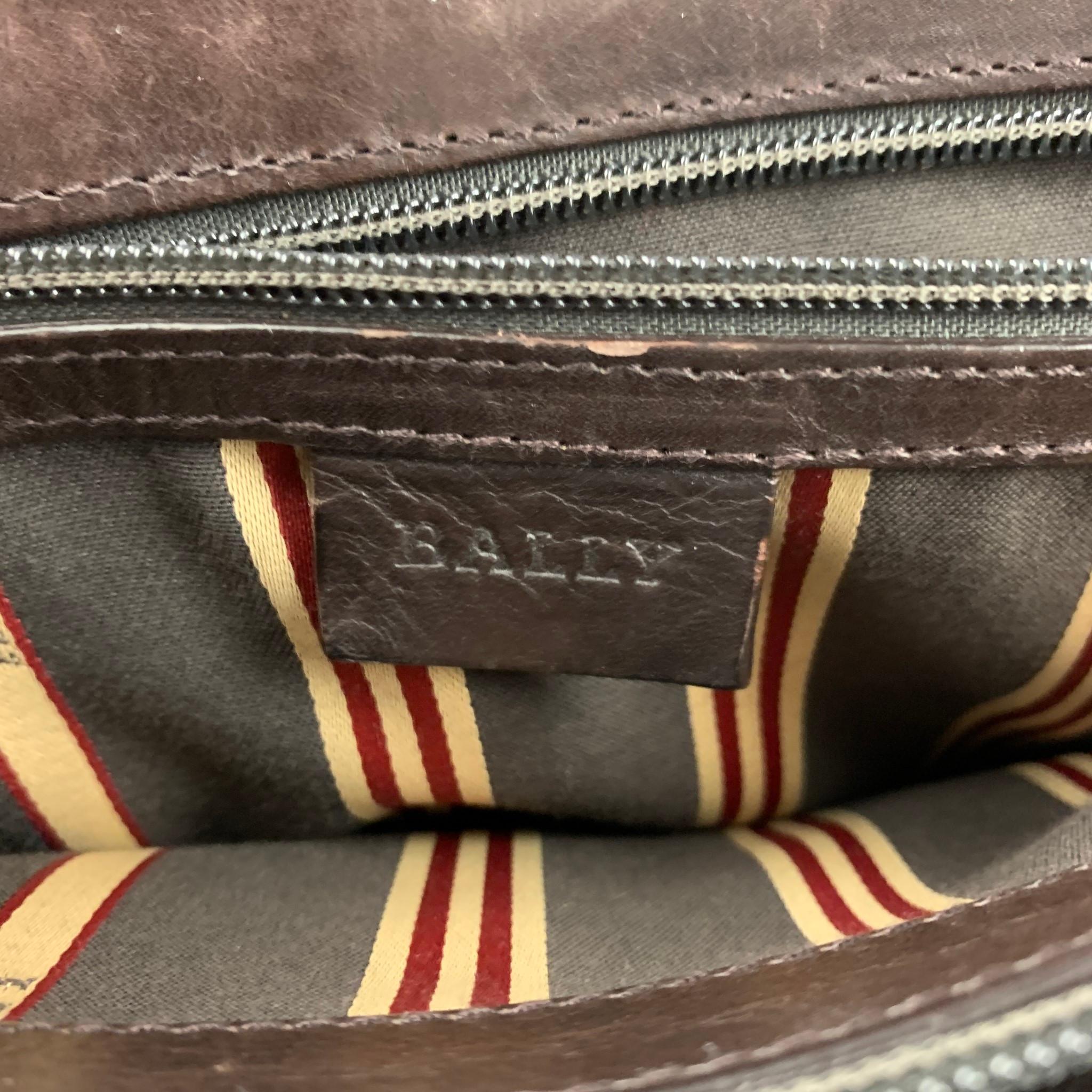 BALLY Brown Leather Crossbody Briefcase Bag 2