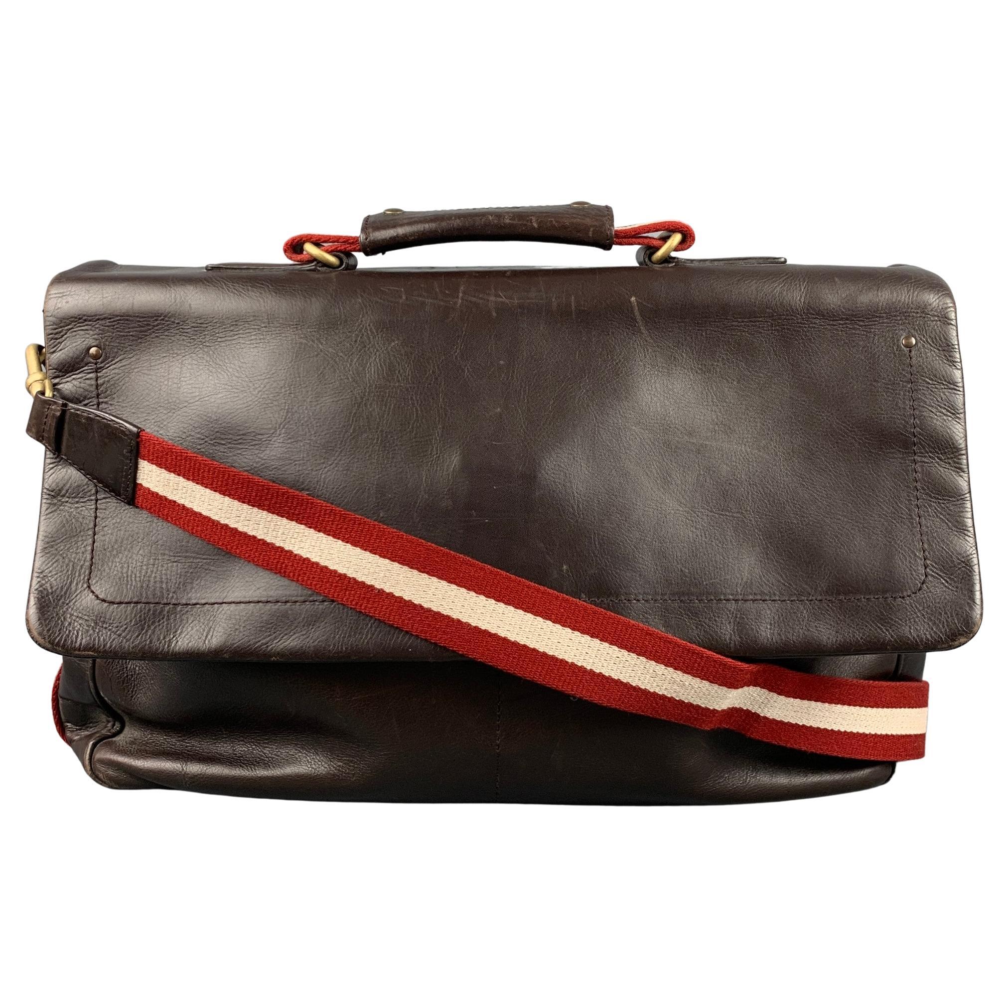 BALLY Brown Leather Crossbody Briefcase Bag