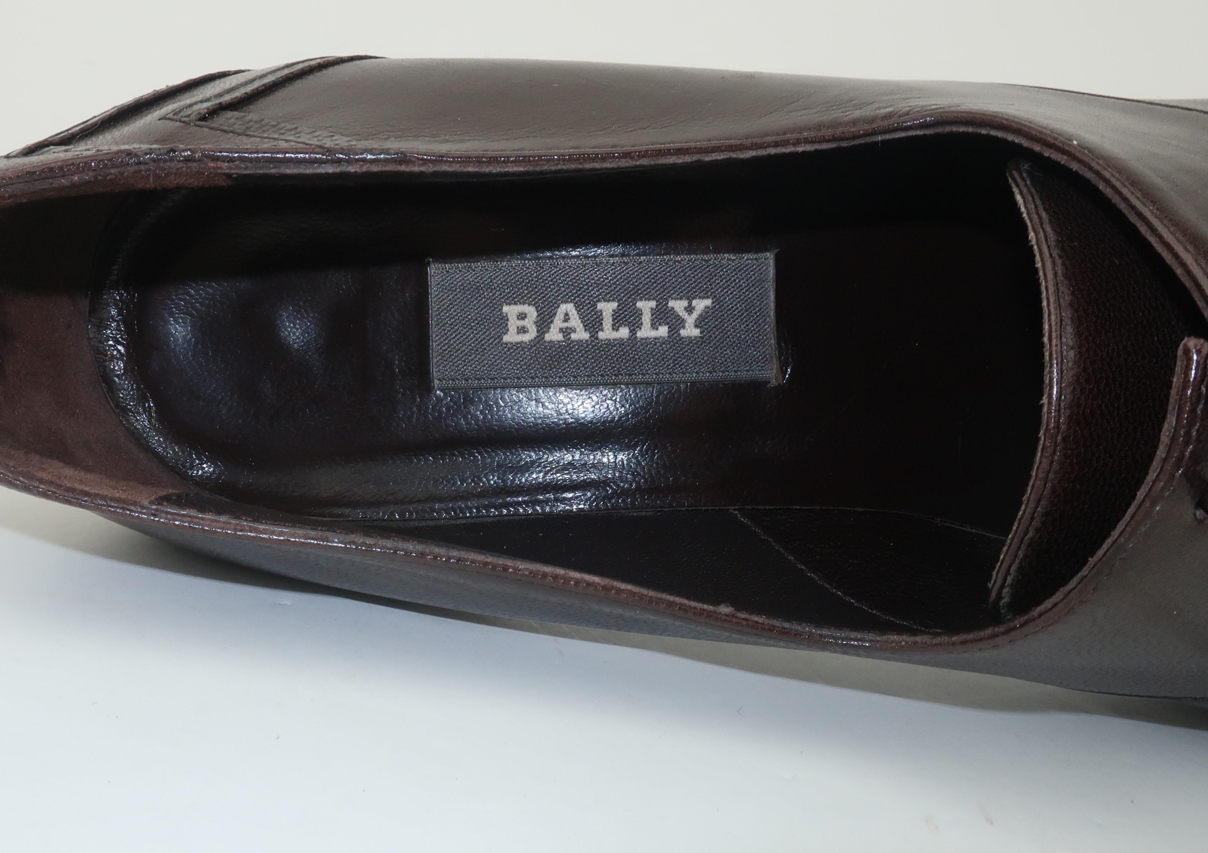 Bally Brown Leather Heeled Oxford Shoes Sz 8 M, 1990's 4