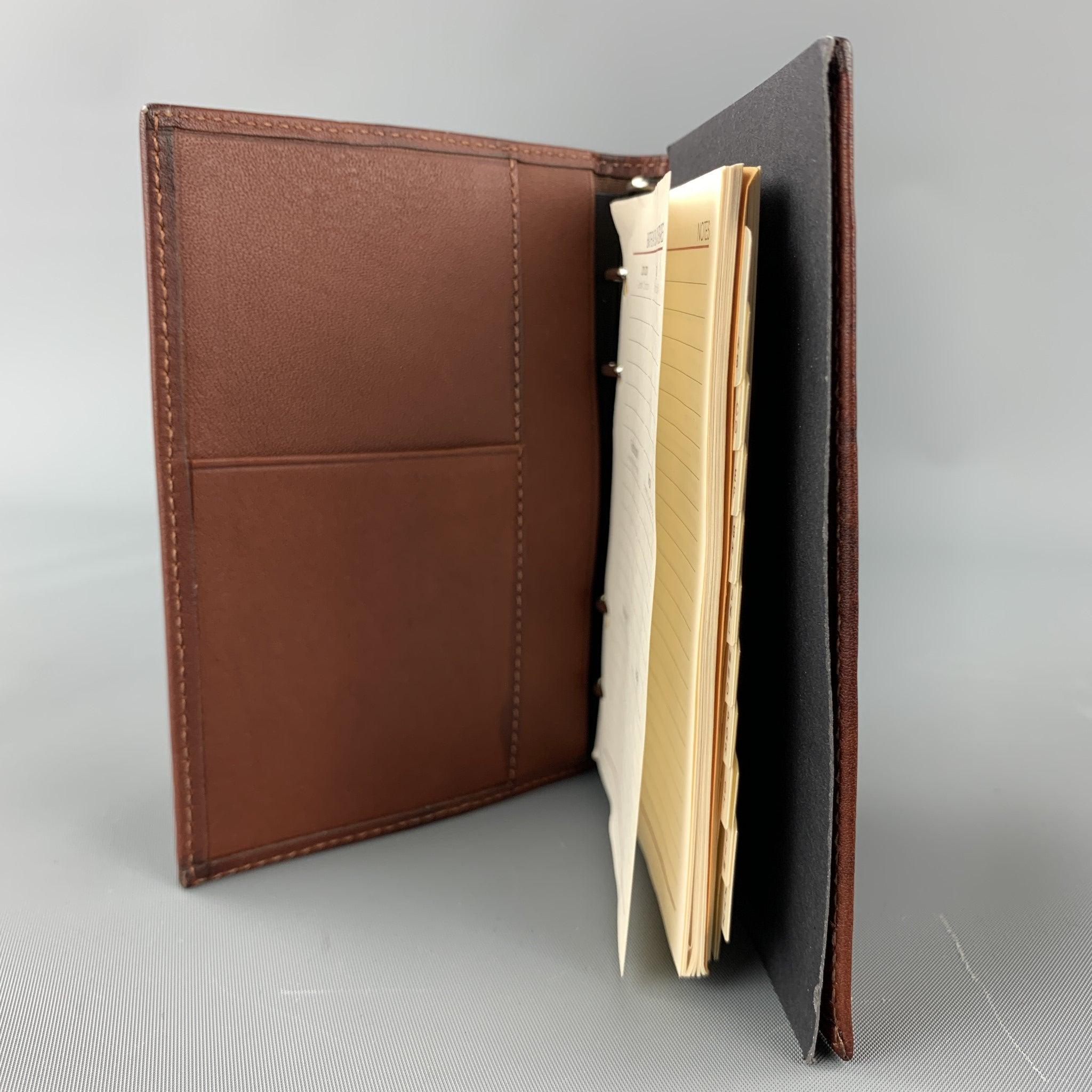 BALLY Brown Leather Rectangle Agenda In Excellent Condition For Sale In San Francisco, CA