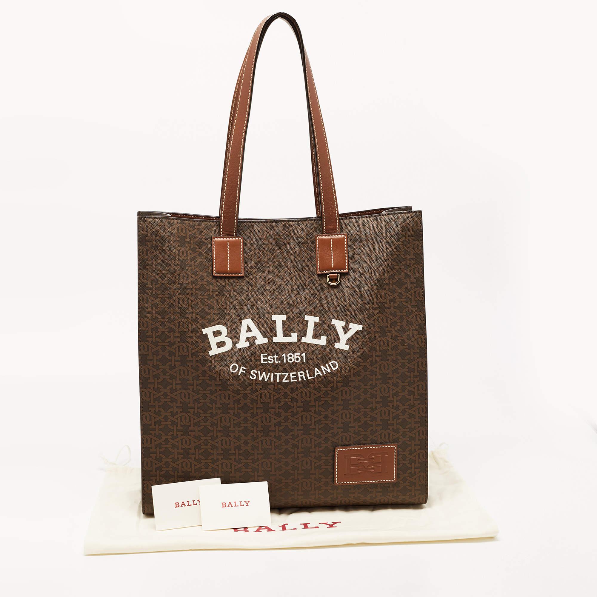 Bally Brown Monogram Coated Canvas and Leather Crystalia Tote 3