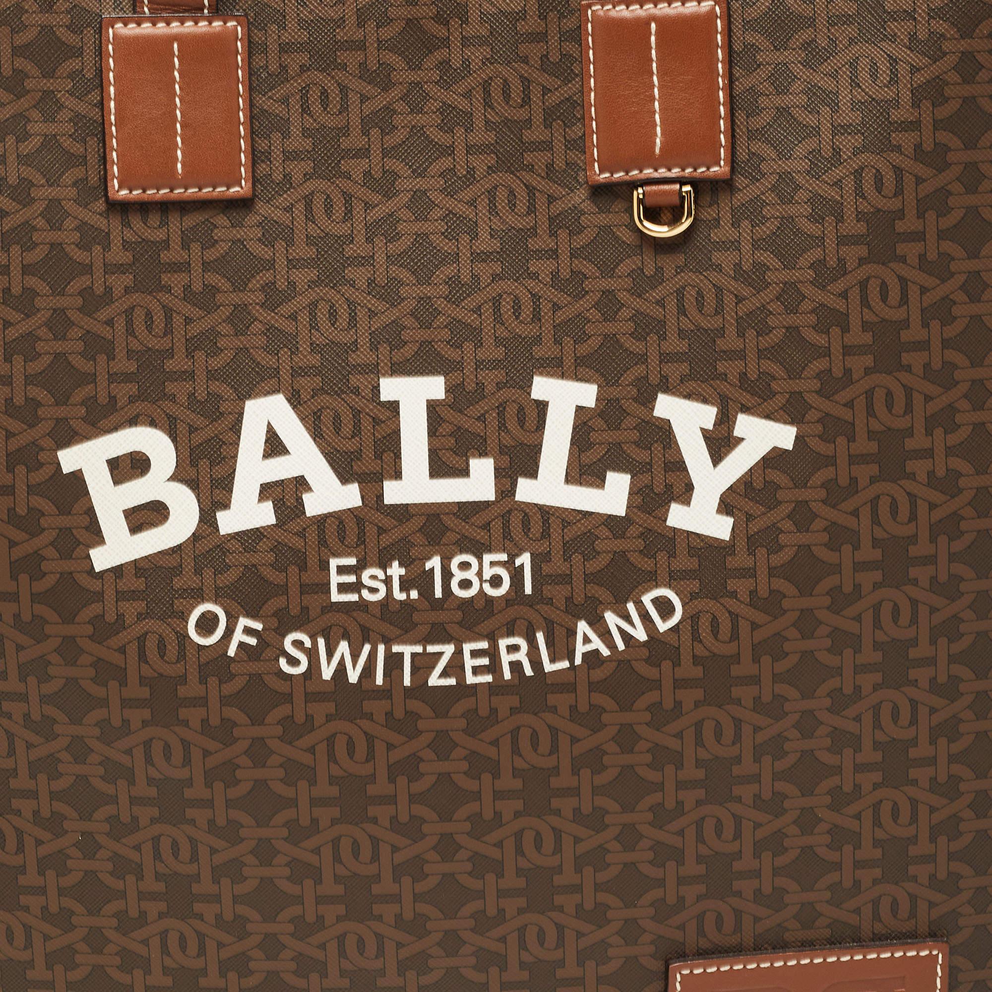 Bally Brown Monogram Coated Canvas and Leather Crystalia Tote 4