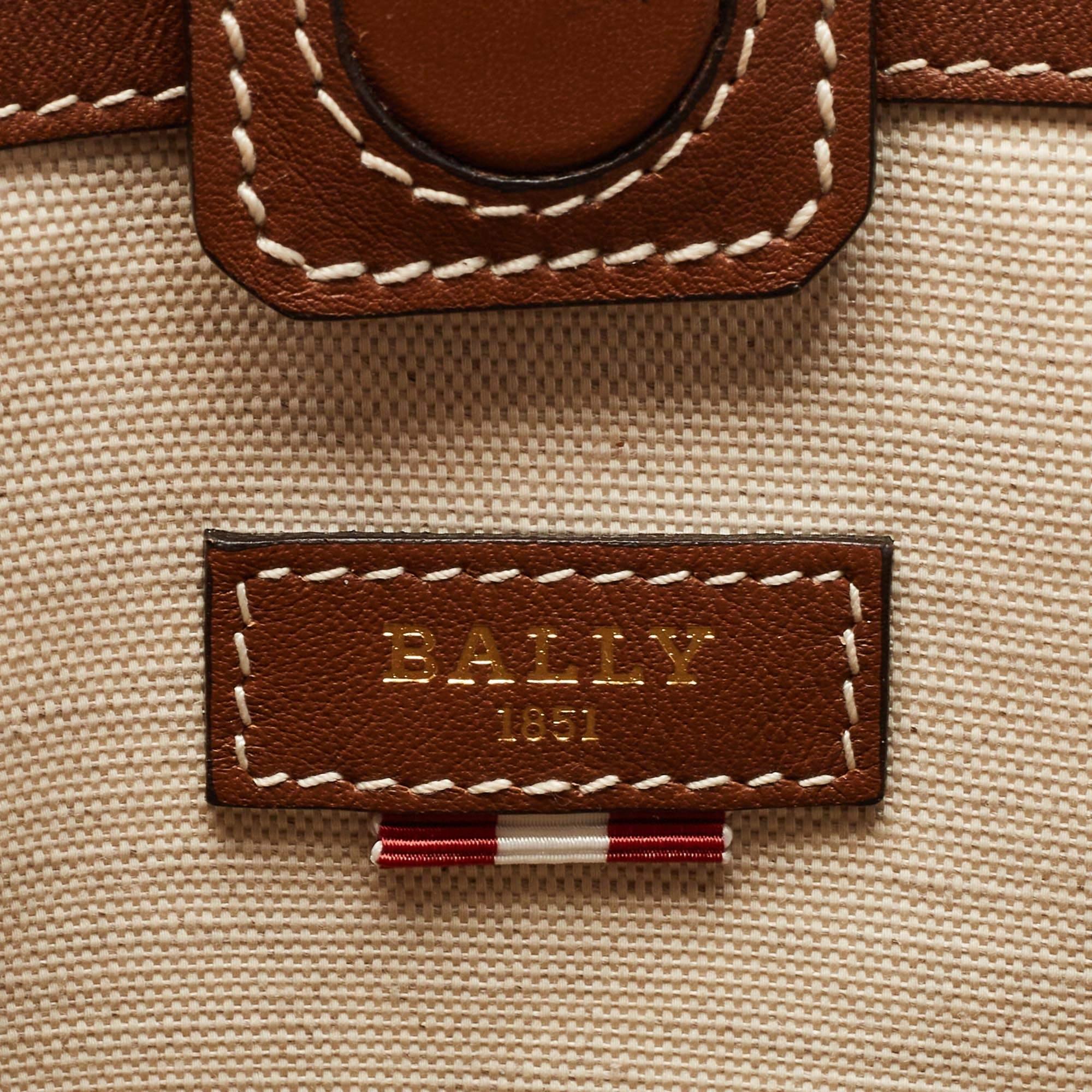 Bally Brown Monogram Coated Canvas and Leather Crystalia Tote 6