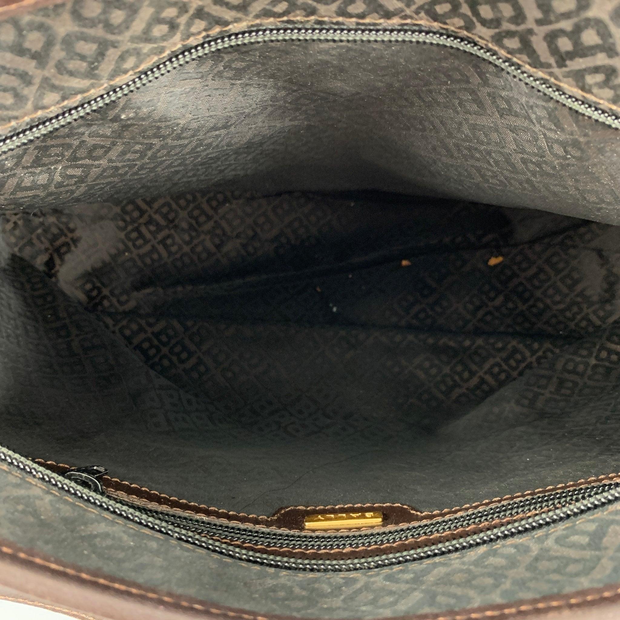 BALLY Brown Monogram Nylon Leather Tote Handbag For Sale 2