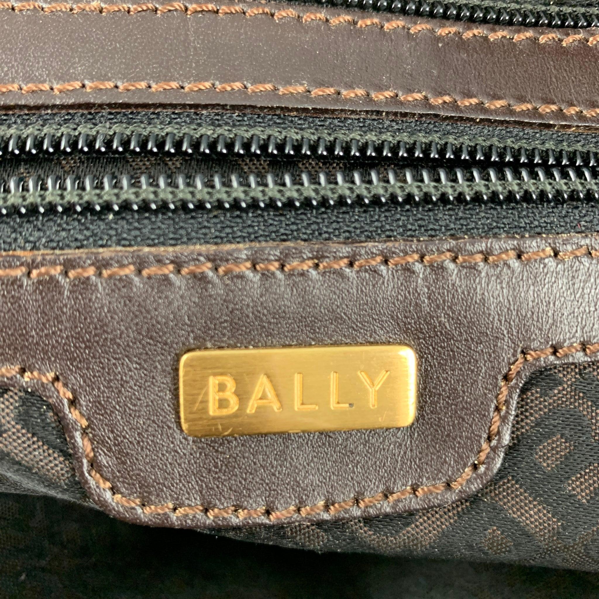 BALLY Brown Monogram Nylon Leather Tote Handbag For Sale 3