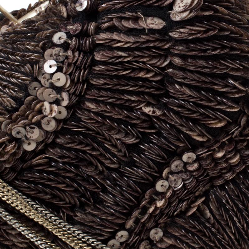 Bally Brown Sequins Embellished Clutch Bag 3