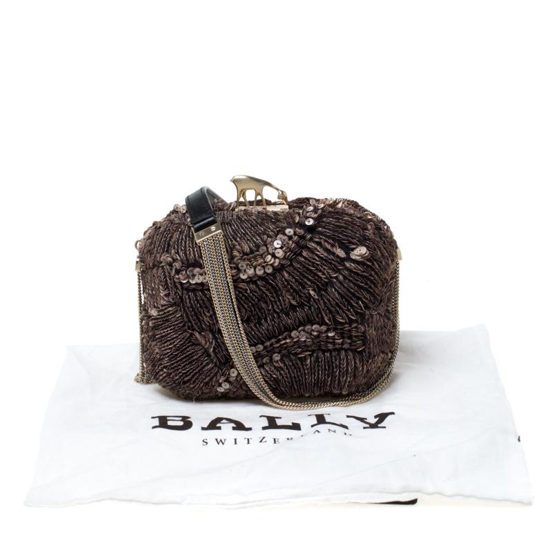Bally Brown Sequins Embellished Clutch Bag 4
