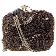 Bally Brown Sequins Embellished Clutch Bag