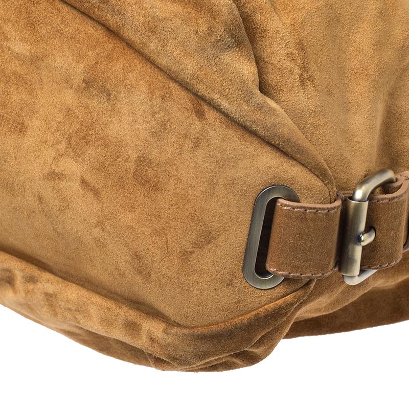 Beigebraune Shopper-Tasche aus Wildleder und Leder im Angebot 4