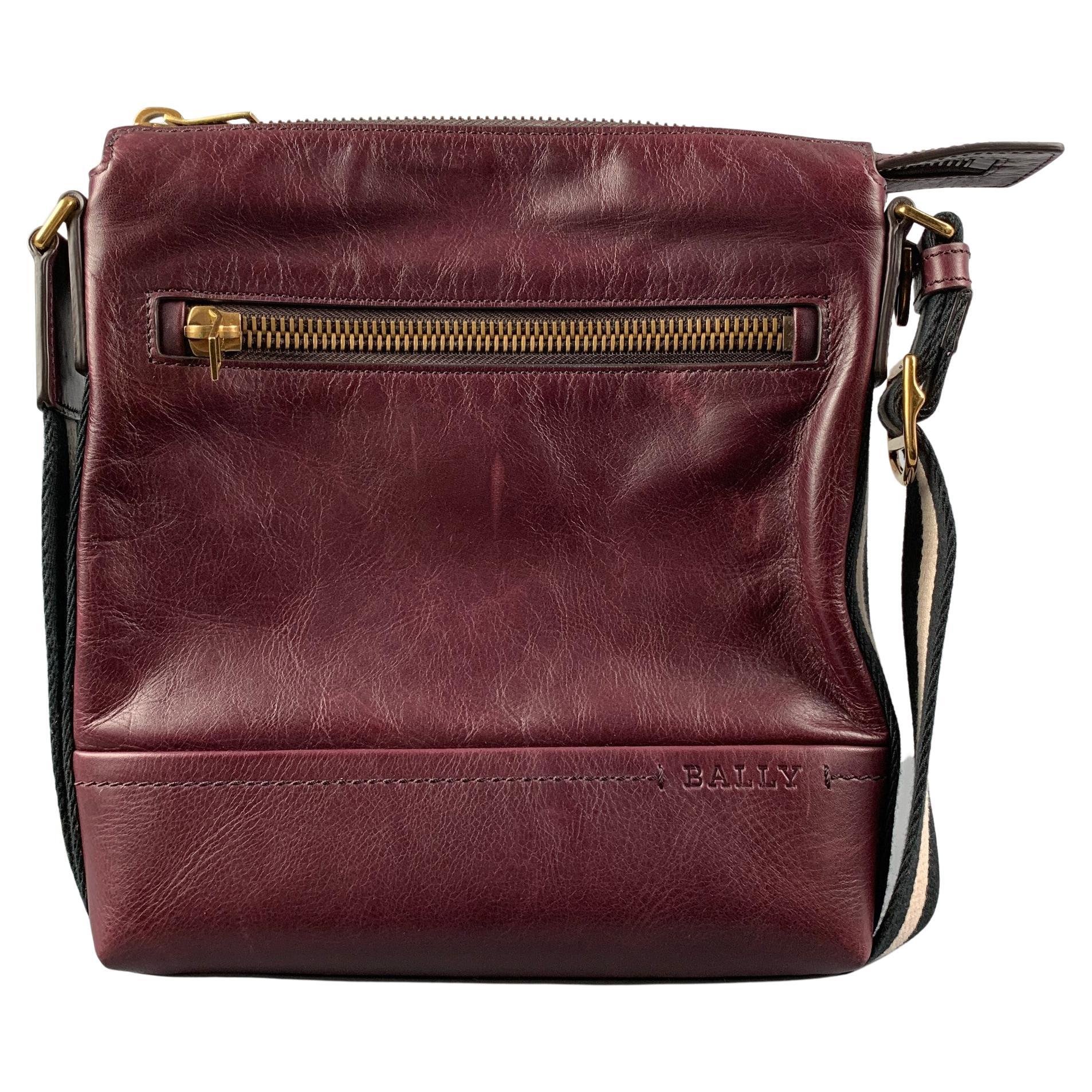 BALLY Burgundy Leather Cross Body Bag