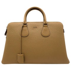 Bally camel-brown hammered-leather tote bag