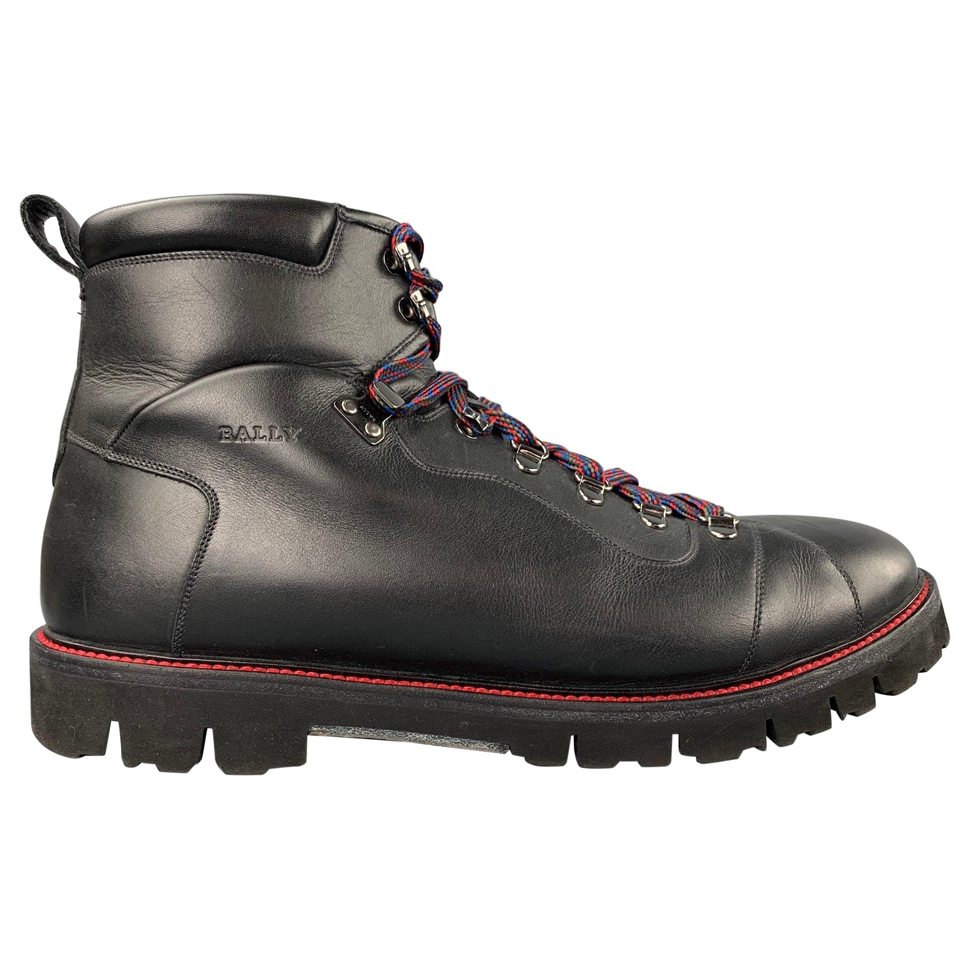 BALLY Charli Talla 11 Negro Puntada Contraste Piel Tobillo Botas Senderismo en venta