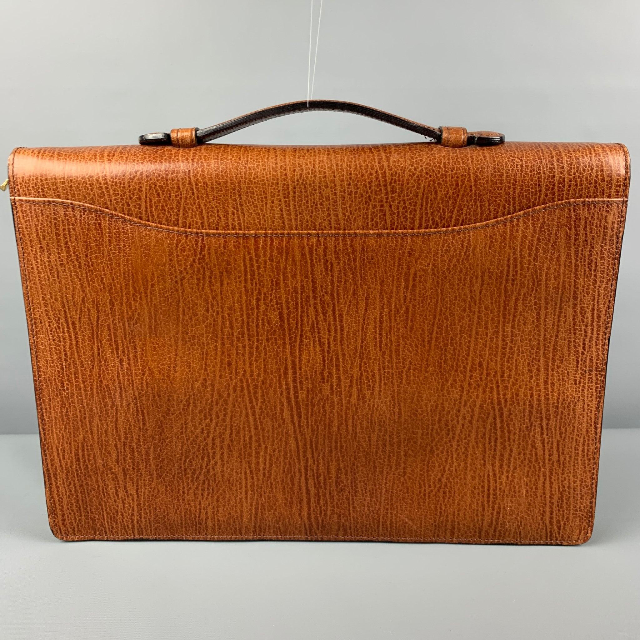BALLY Cognac Leather 3 Ring Binder In Good Condition For Sale In San Francisco, CA