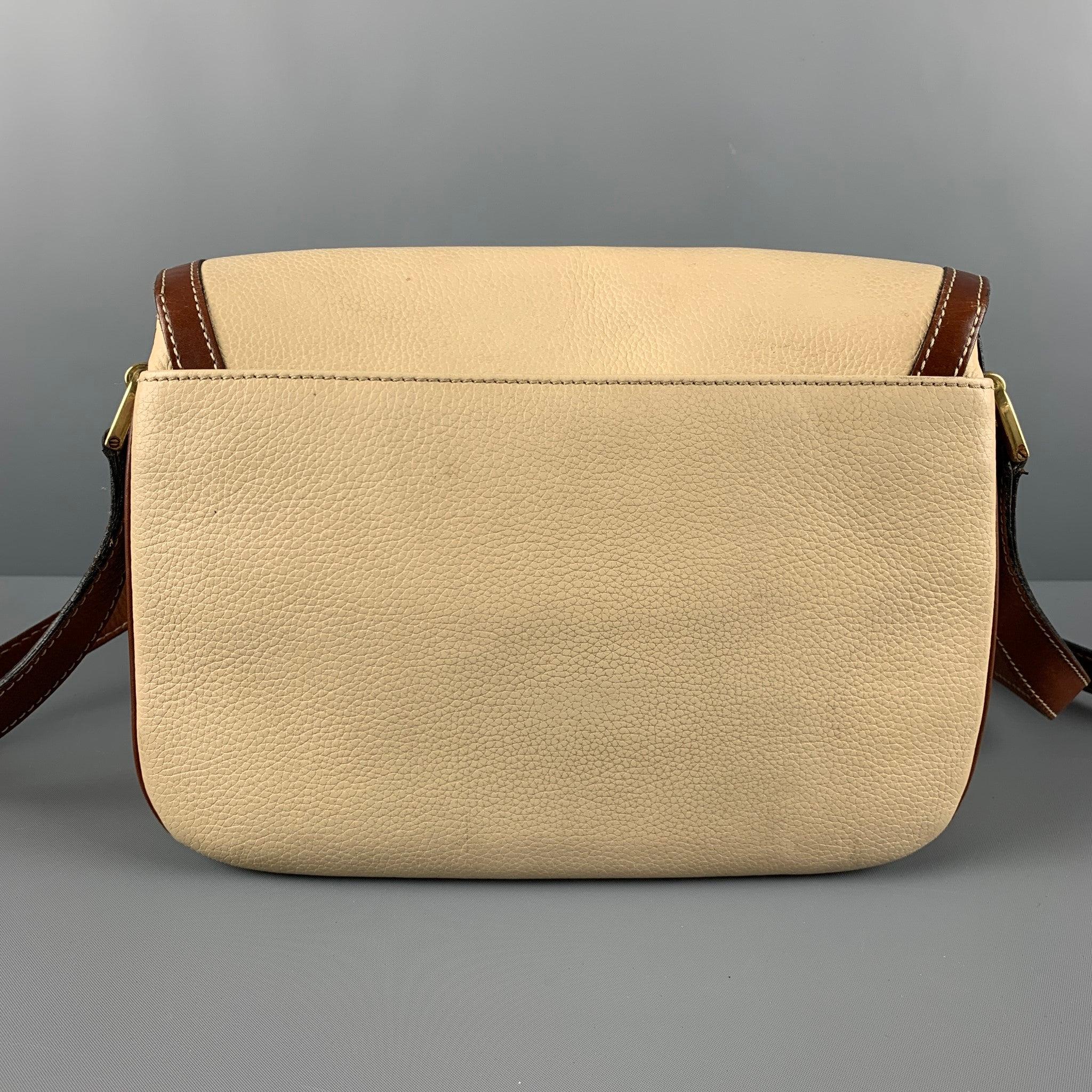 BALLY Cream Brown Pebble Grain Leather Cross Body Handbag For Sale 1