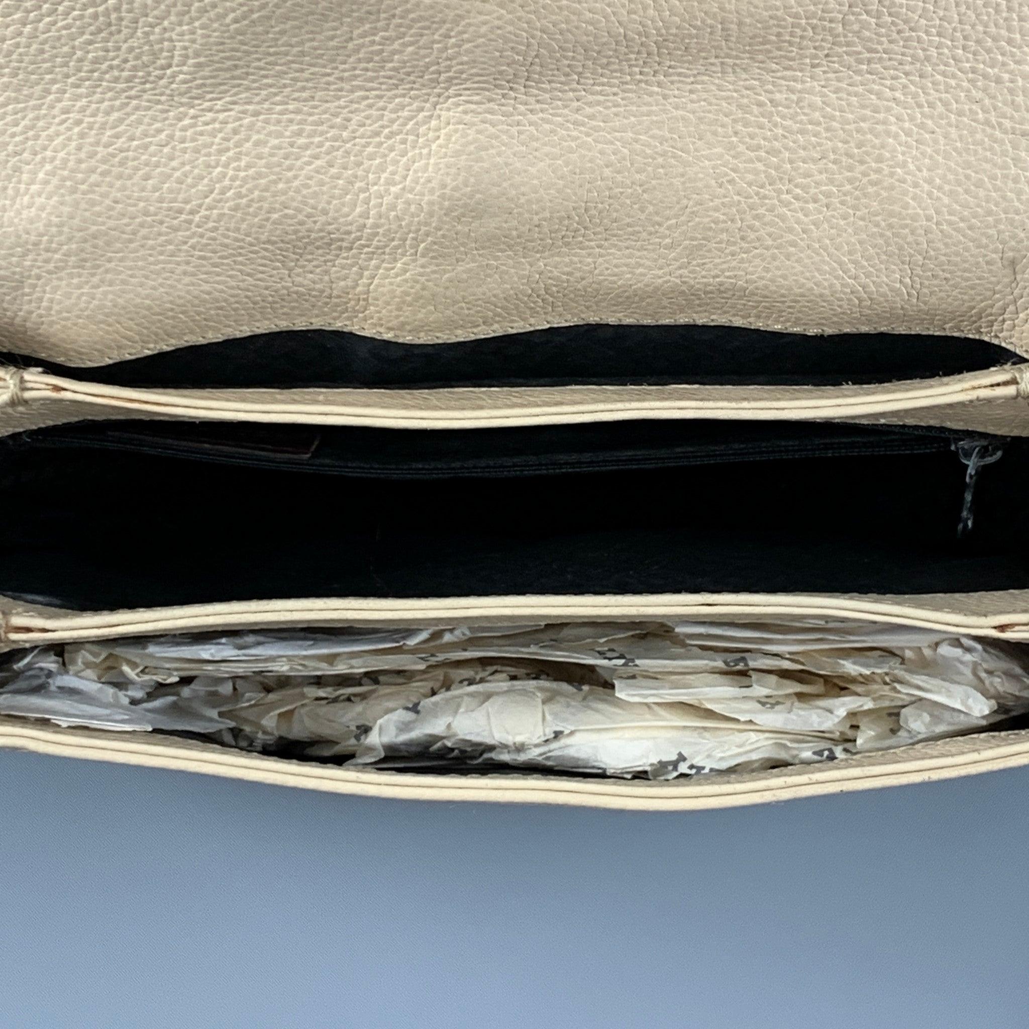 BALLY Cream Brown Pebble Grain Leather Cross Body Handbag For Sale 4
