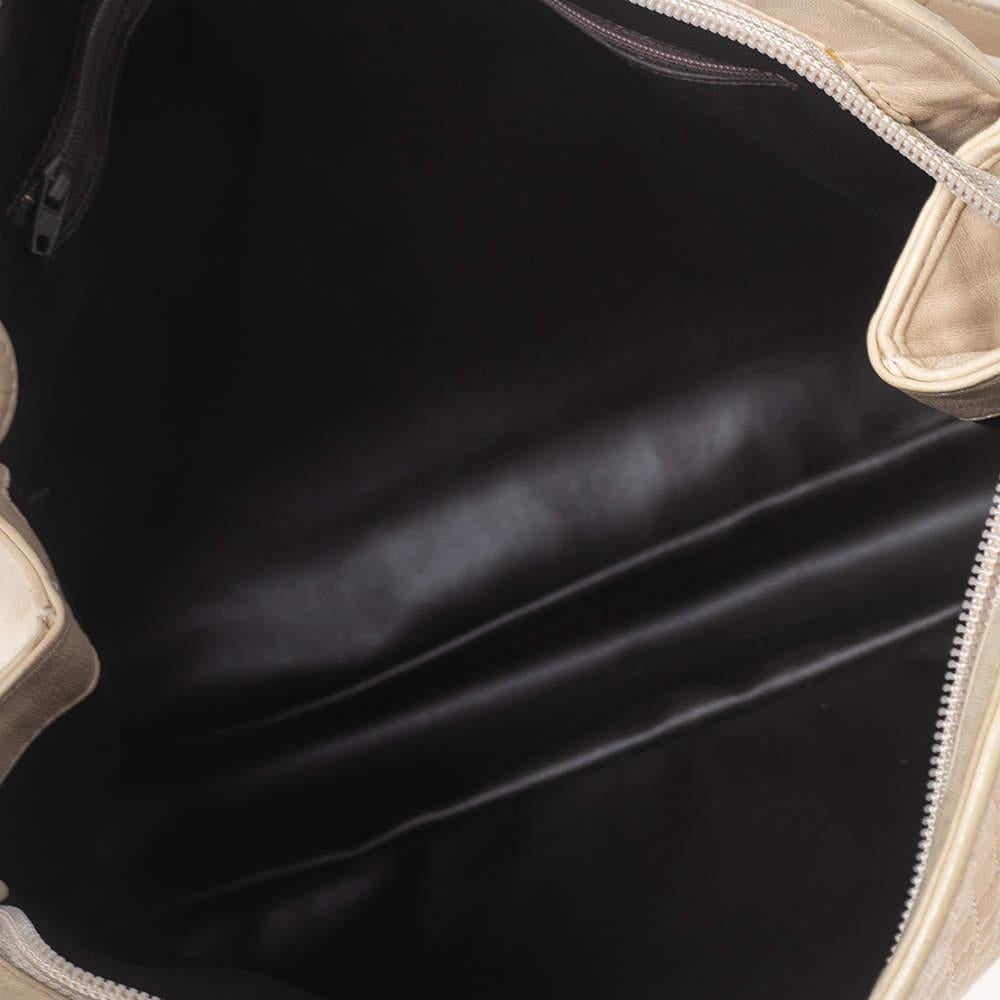 Bally Cream Quilted Leather Fringe Shoulder Bag 2