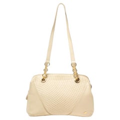Bally Cream Quilted Leather Fringe Shoulder Bag