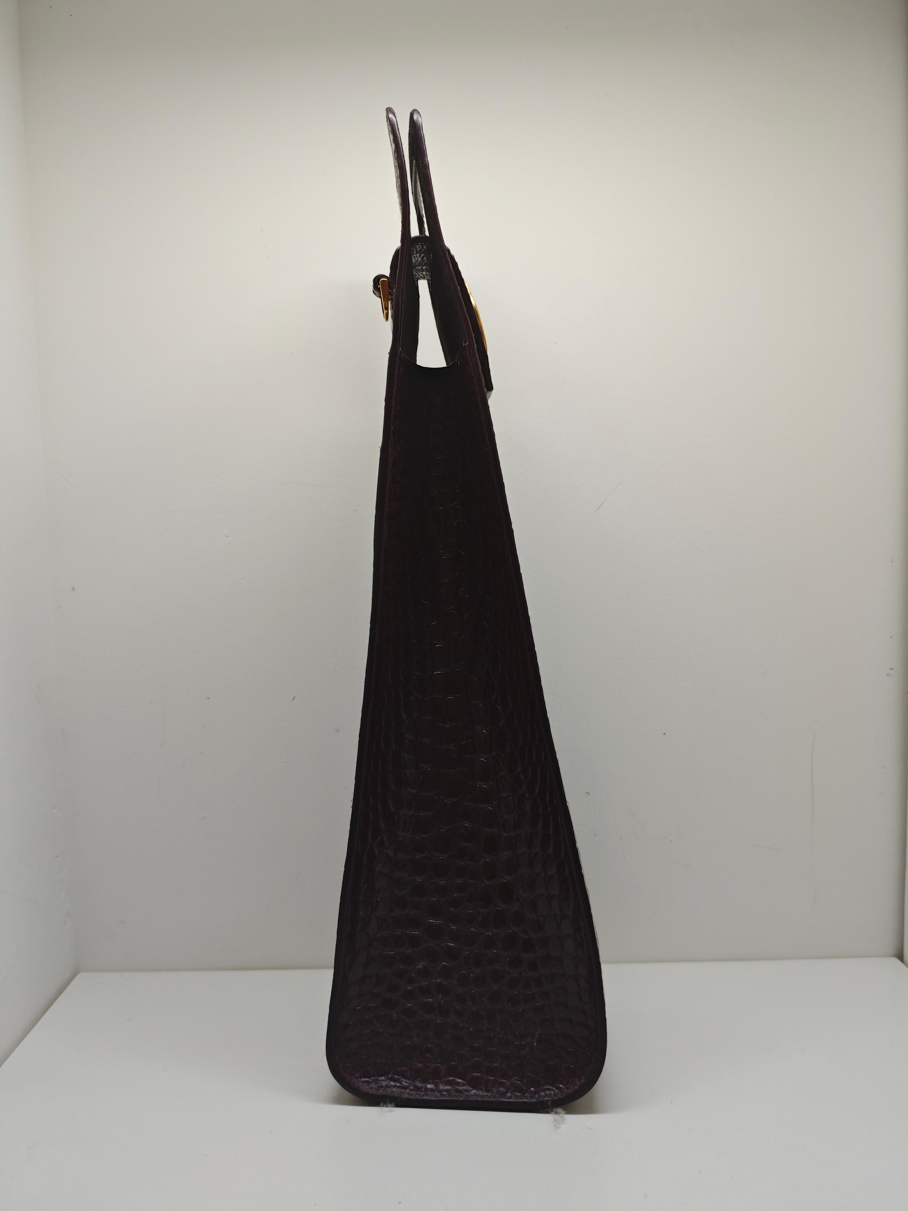 Women's or Men's Bally Croc Embossed Wine Bag in Wine Red with Straps For Sale