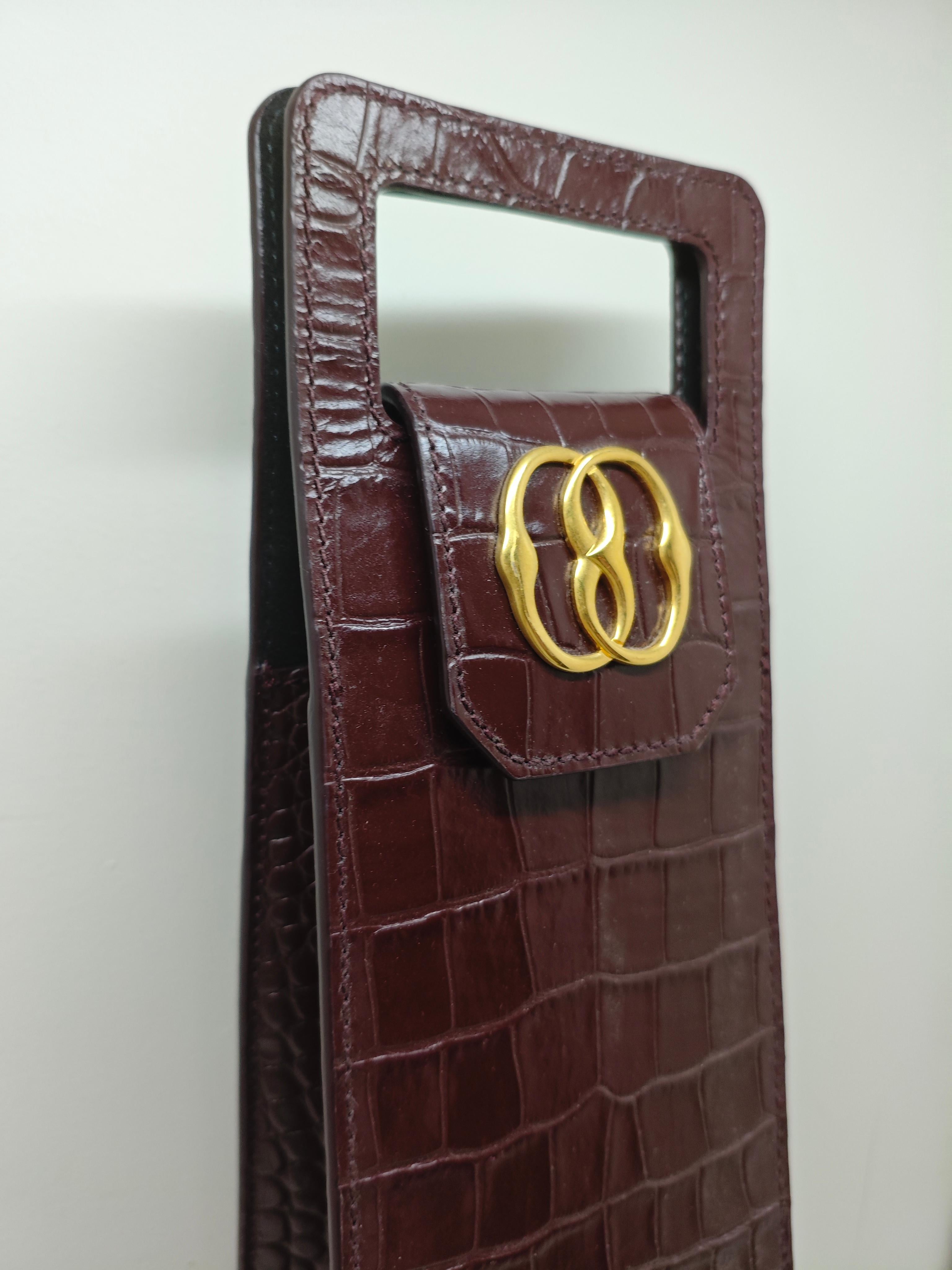 Bally Croc Embossed Wine Bag in Wine Red with Straps For Sale 1