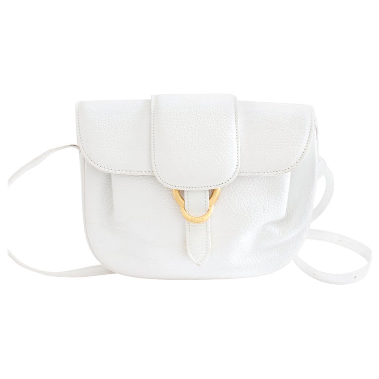 Bally Crossbody Bag White Pebbled Leather Top Flap Shoulder Bag Italy For  Sale at 1stDibs